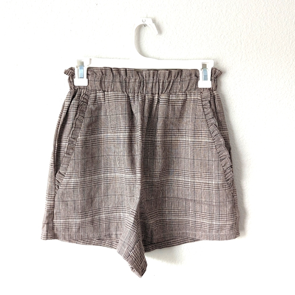 Shein Ruffled Plaid Pocket Shorts - High Rise - Size Small